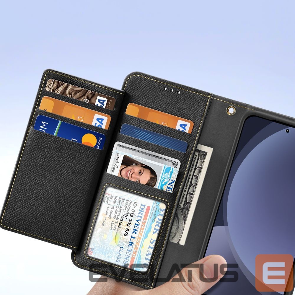 Tagakaaned Dux Ducis Dux Ducis Lawa Leather Case for Samsung Galaxy S25+ with Detachable Magnetic Wallet - Black