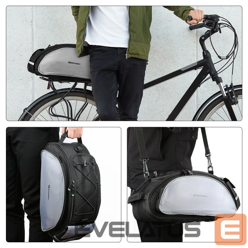 Jalgratta tarvik Wozinsky Wozinsky Bike Pannier Bag with Shoulder Strap 13L Black (WBB1BK)