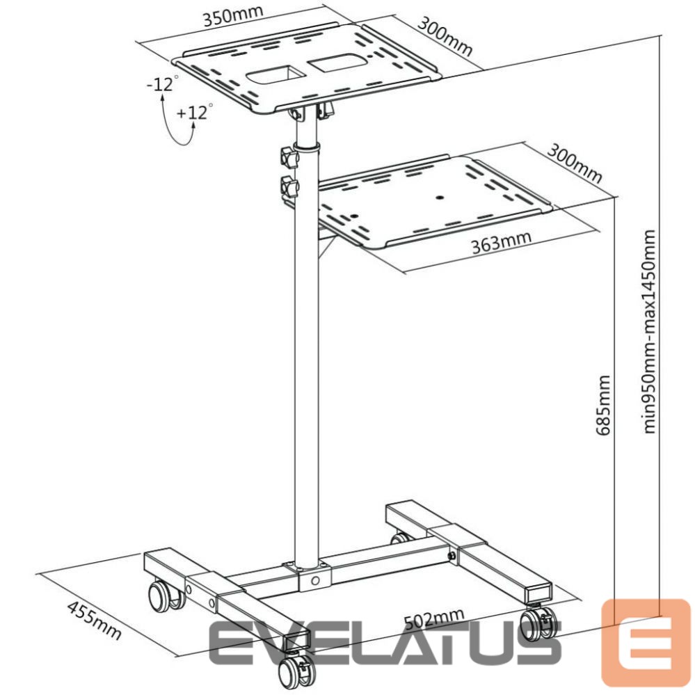 Ekraani kaitse Techly TECHLY Universal Adjustable Trolley