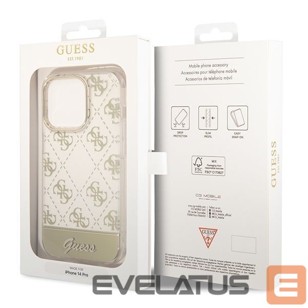 Tagakaaned Guess Guess GUHCP14XHG4MHG iPhone 14 Pro Max 6.7 "gold / gold hardcase 4G Pattern Script