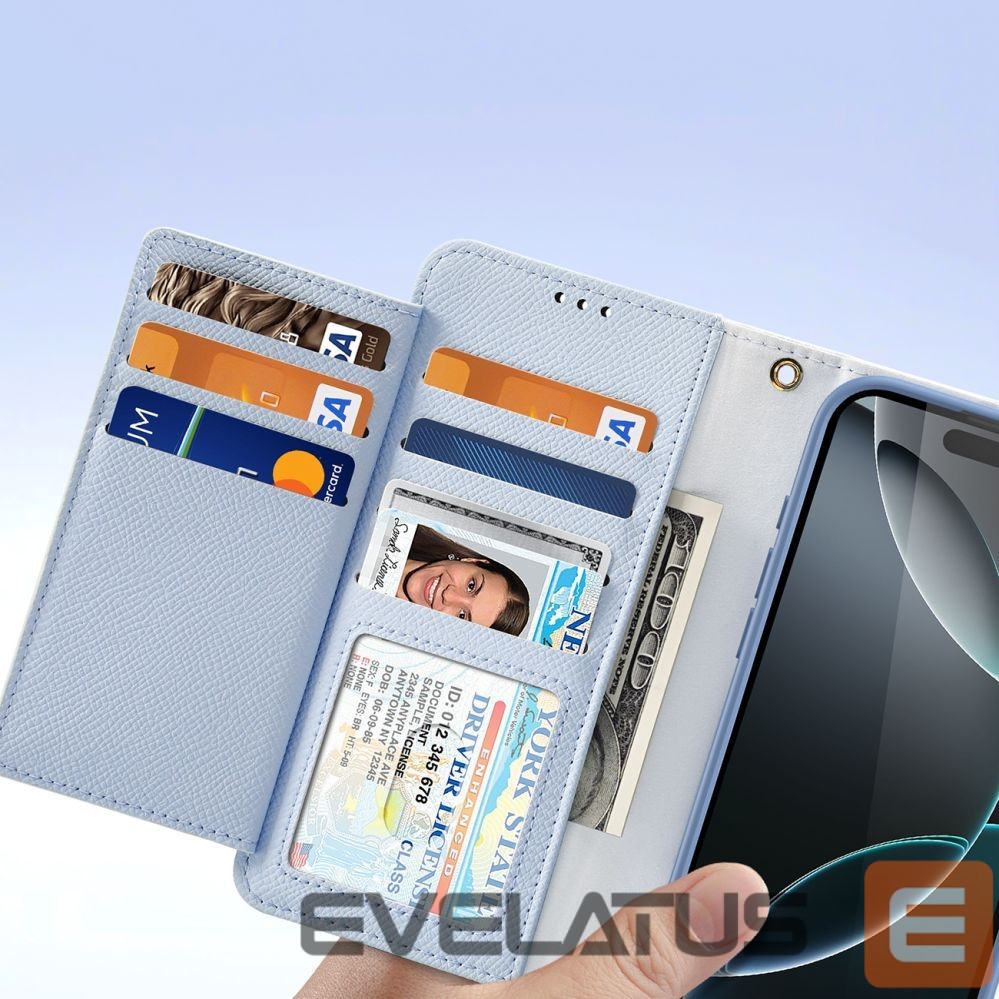 Tagakaaned Dux Ducis Dux Ducis Lawa iPhone 16 Pro Leather Case with Detachable Magnetic Wallet - Blue