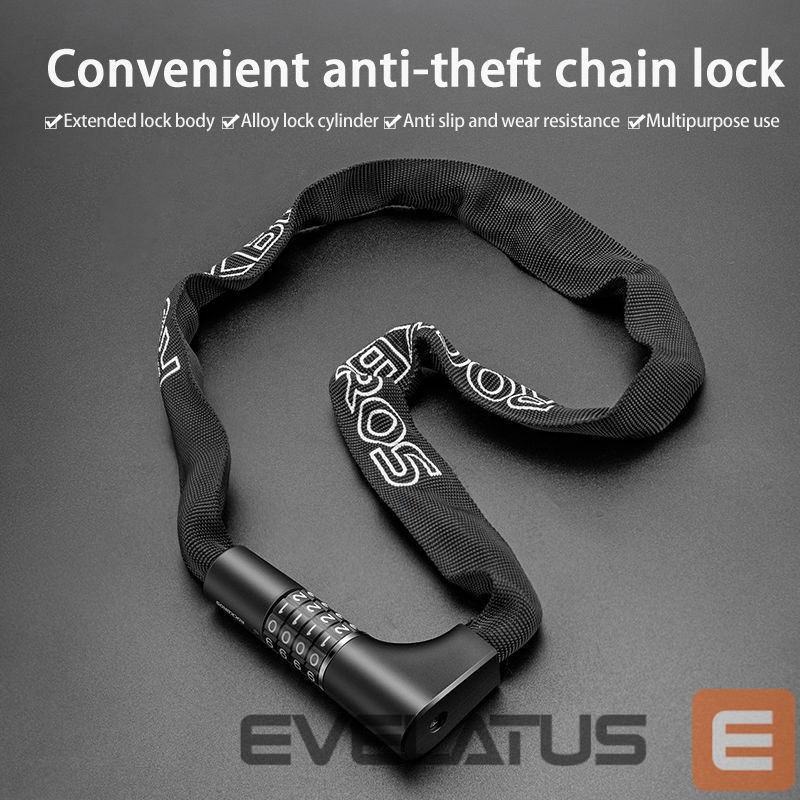 Jalgratta tarvik Rockbros Rockbros 3230002001 bicycle lock with combination and key - black