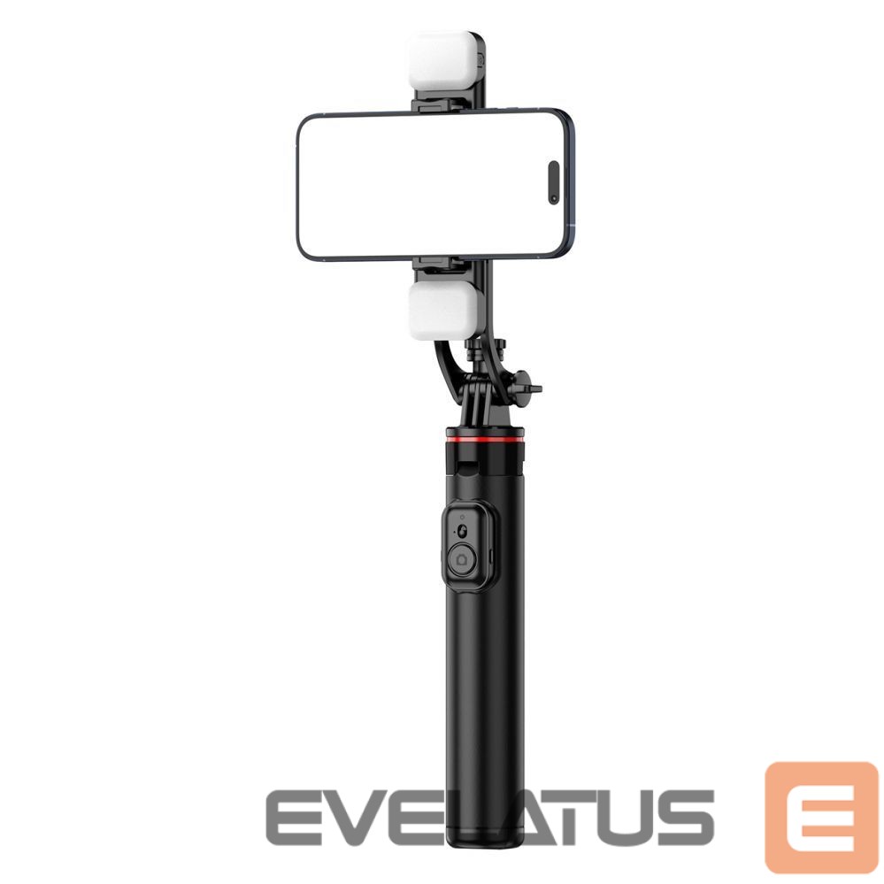 Kaameratarvik Hurtel Selfie stick WC12YDS 1.3m aluminum alloy telescopic tripod with dual lamp and phone holder - black