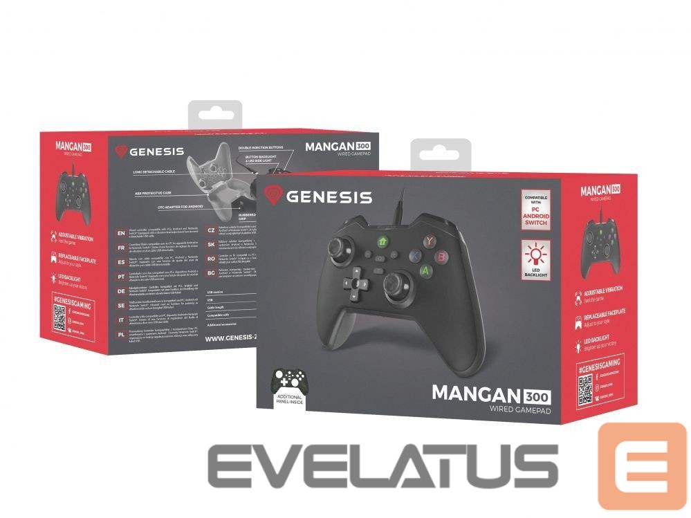 Arvutitoolid / lauad Genesis Mangan 300 Gamepad, Black, Wired