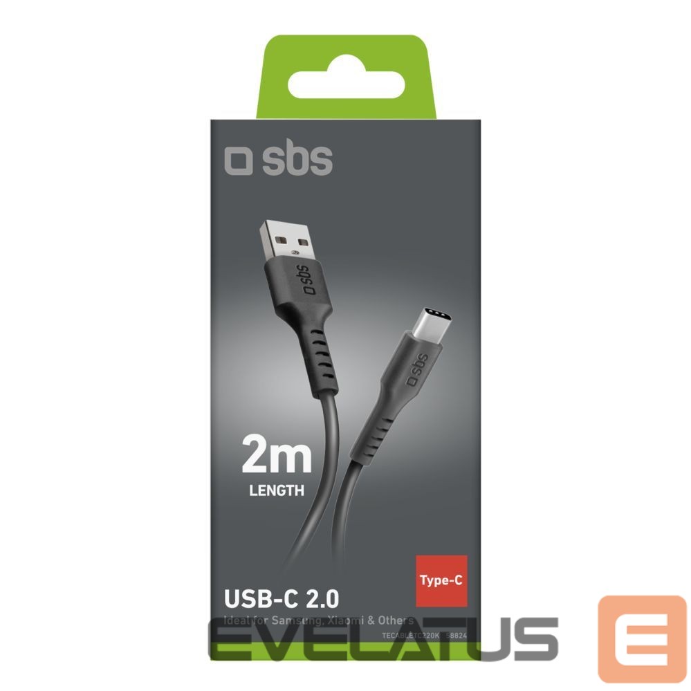 Kaabel SBS SBS TECABLETC220K USB-A - USB-C Cable 2 m - Black
