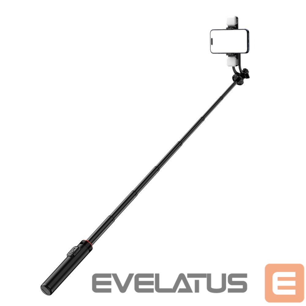 Kaameratarvik Hurtel Selfie stick WC12YDS 1.3m aluminum alloy telescopic tripod with dual lamp and phone holder - black