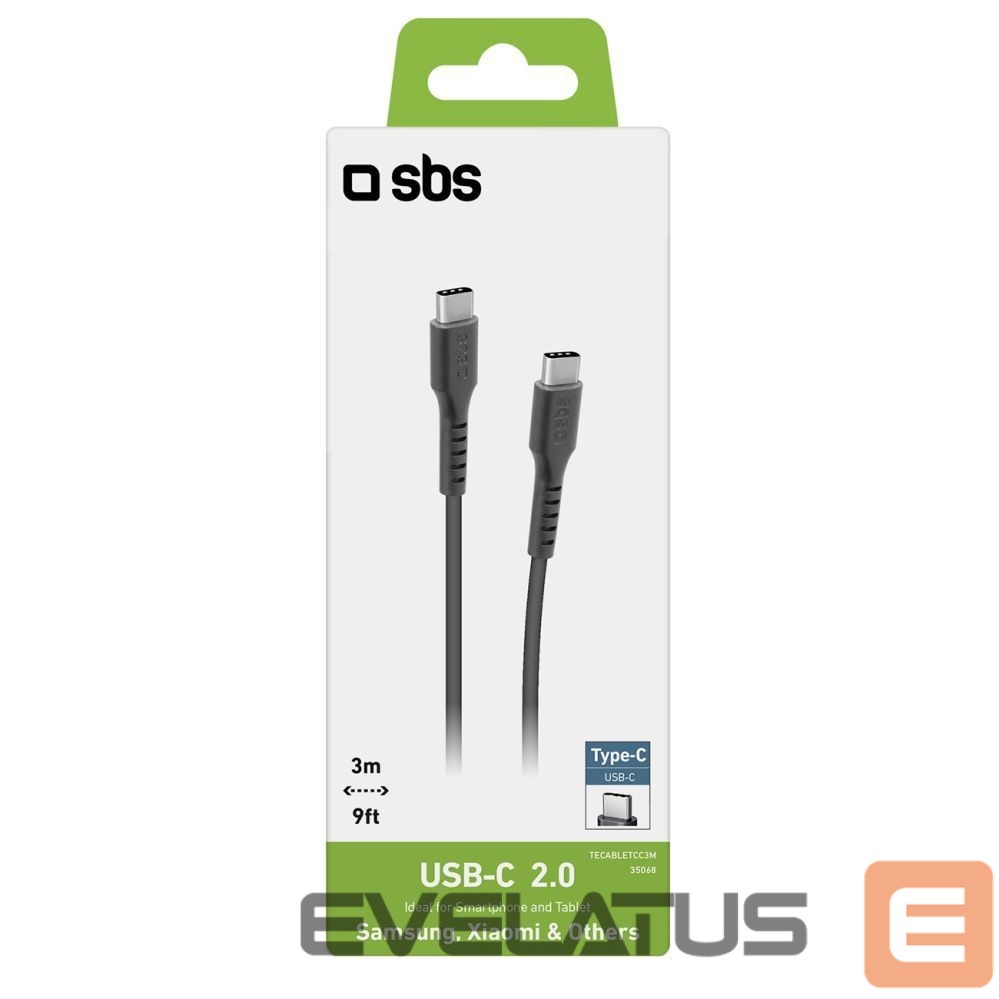 Kaabel SBS SBS TECABLETCC3M USB-C - USB-C 3m Cable - Black