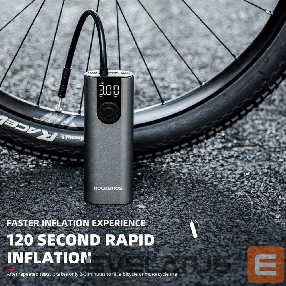 Jalgratta tarvik Rockbros Rockbros 42720001001 Electric Bike Pump with LED Display + USB-C - USB-A Cable - Black