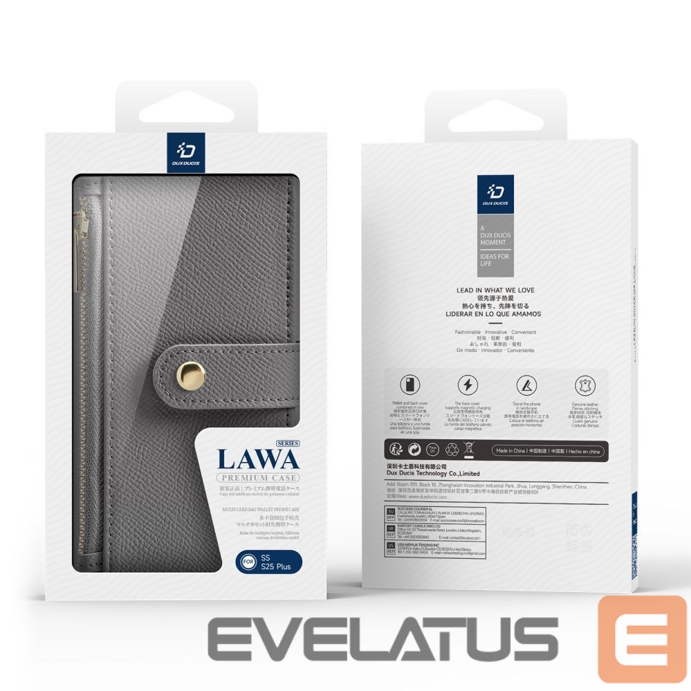 Tagakaaned Dux Ducis Dux Ducis Lawa Leather Case for Samsung Galaxy S25+ with Detachable Magnetic Wallet - Gray
