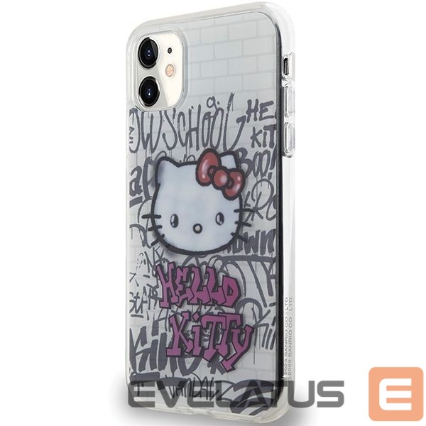 Tagakaaned Hello Kitty Hello Kitty IML Kitty On Bricks Graffiti case for iPhone 11 / Xr - white