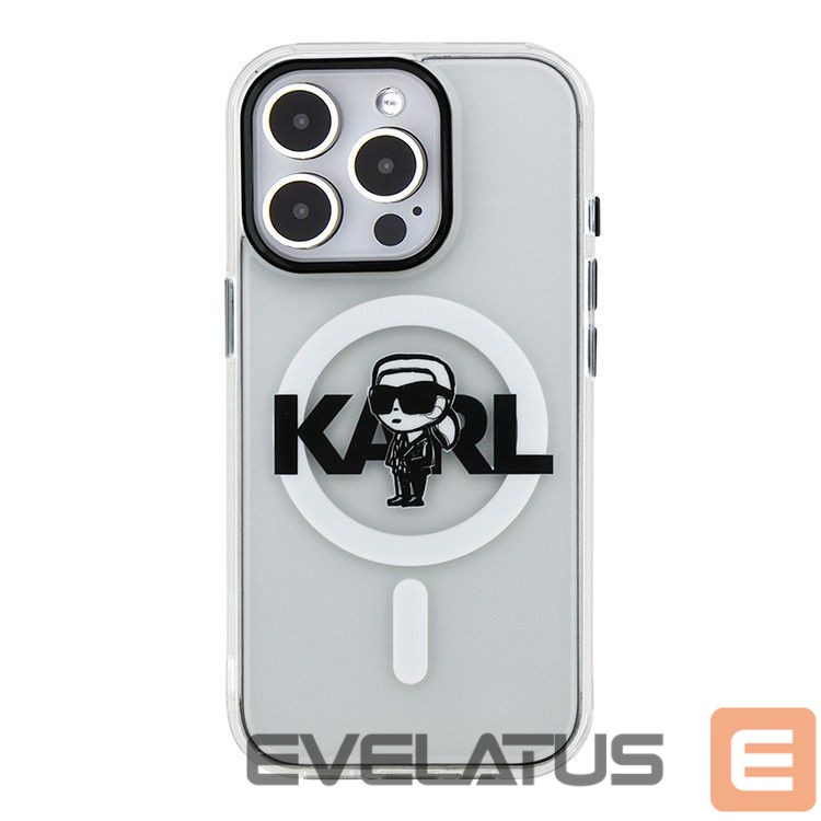 Tagakaaned Karl Lagerfeld Apple iPhone 15 Pro Max Silicone case with Magsafe IML KL Sketch Logo Transparent