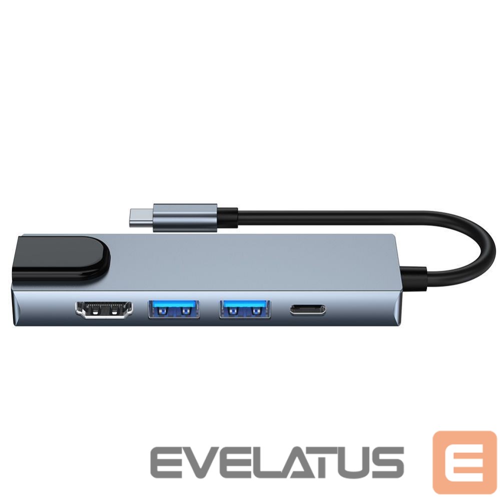 Muu arvutitarvik Tech-Protect HUB Tech-Protect V3 5in1 USB-C - USB-A 3.0 / USB-A 2.0 / USB-C / HDMI / RJ45 - gray