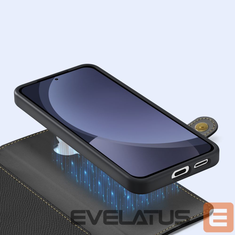 Tagakaaned Dux Ducis Dux Ducis Lawa Leather Case for Samsung Galaxy S25+ with Detachable Magnetic Wallet - Black
