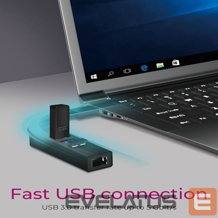 Ruuterid Raidsonic 4 Port Hub with USB 3.0 Type-A, Type-C, Gigabit LAN Icy Box IB-HUB1419-LAN Black