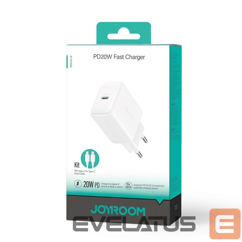 Adaptrid Joyroom Joyroom JR-TCF20 wall charger with a USB-C connector with a power of up to 20W (with USB-C / USB-C cable)