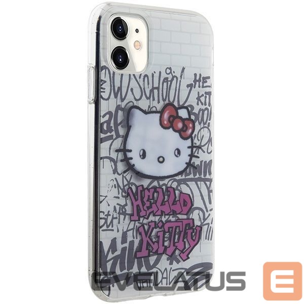 Tagakaaned Hello Kitty Hello Kitty IML Kitty On Bricks Graffiti case for iPhone 11 / Xr - white