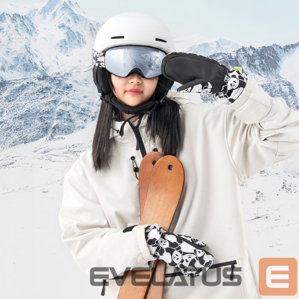 Teised Qunature Qunature Panda Heat Transfer Ski Gloves Kids Size S - Black/White