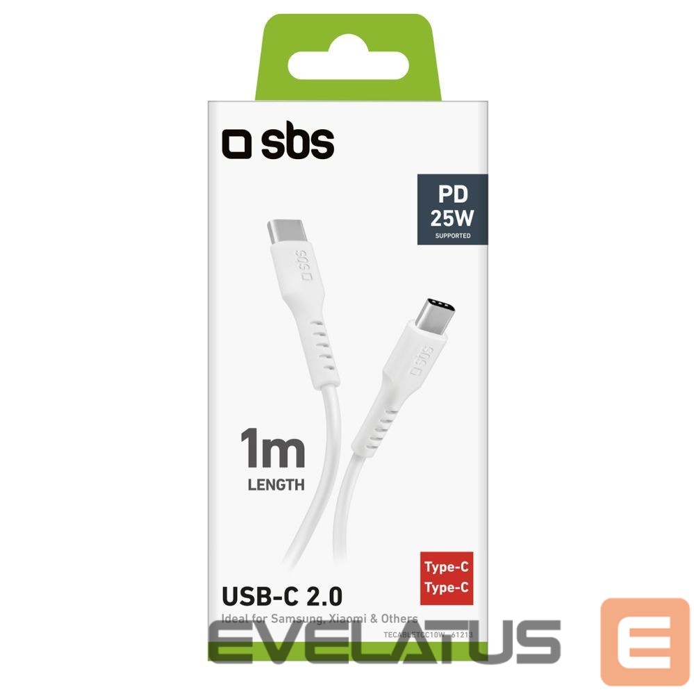 Kaabel SBS SBS TECABLETCC10W USB-C Cable - USB-C Power Delivery 25W 1 m - white