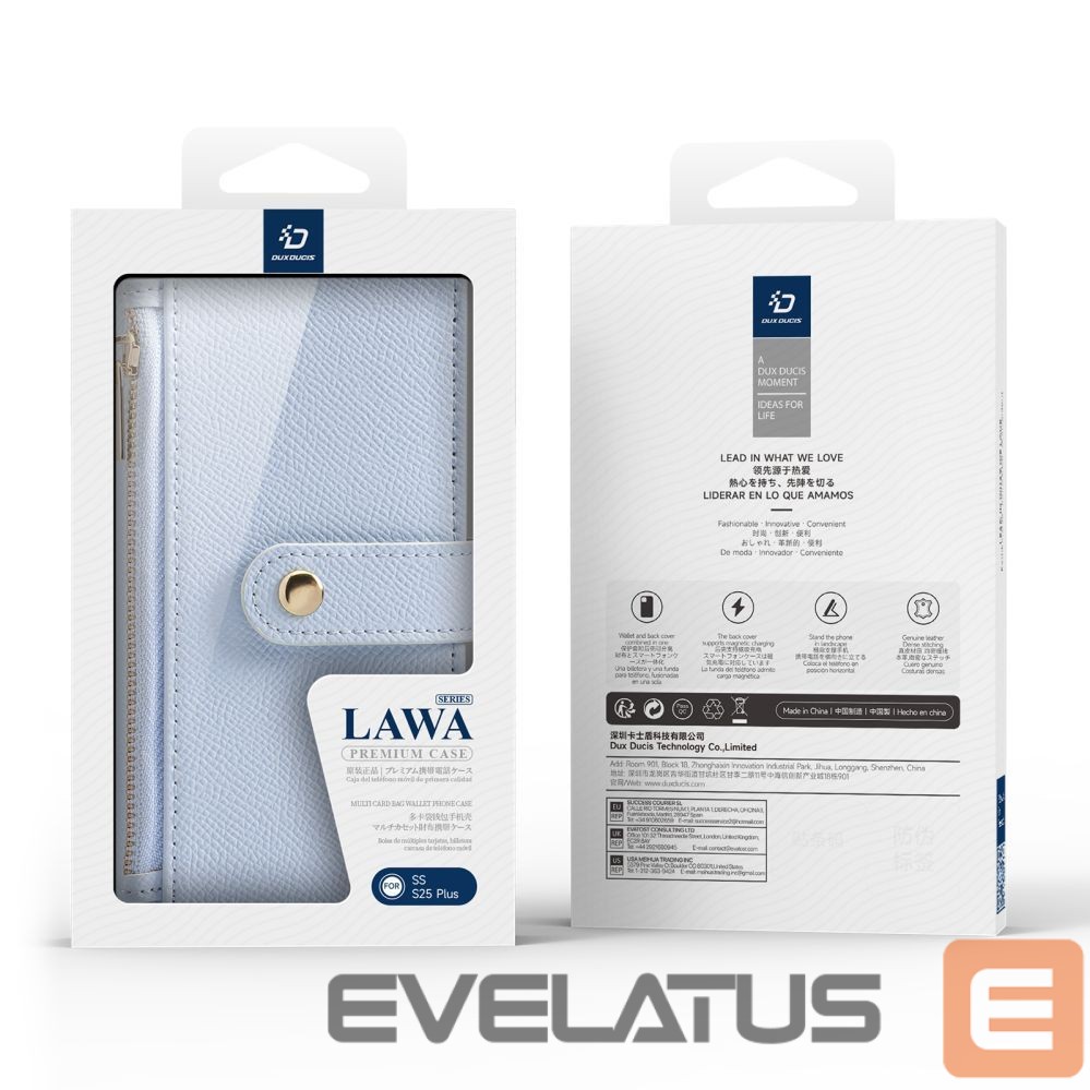 Tagakaaned Dux Ducis Dux Ducis Lawa Leather Case for Samsung Galaxy S25+ with Detachable Magnetic Wallet - Blue