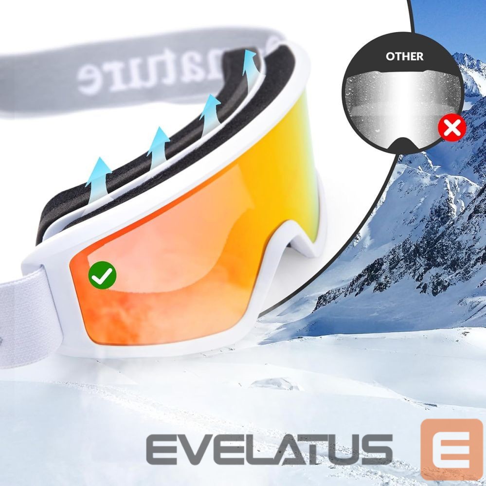 Teised Qunature Qunature White Ski Goggles for Adults - White