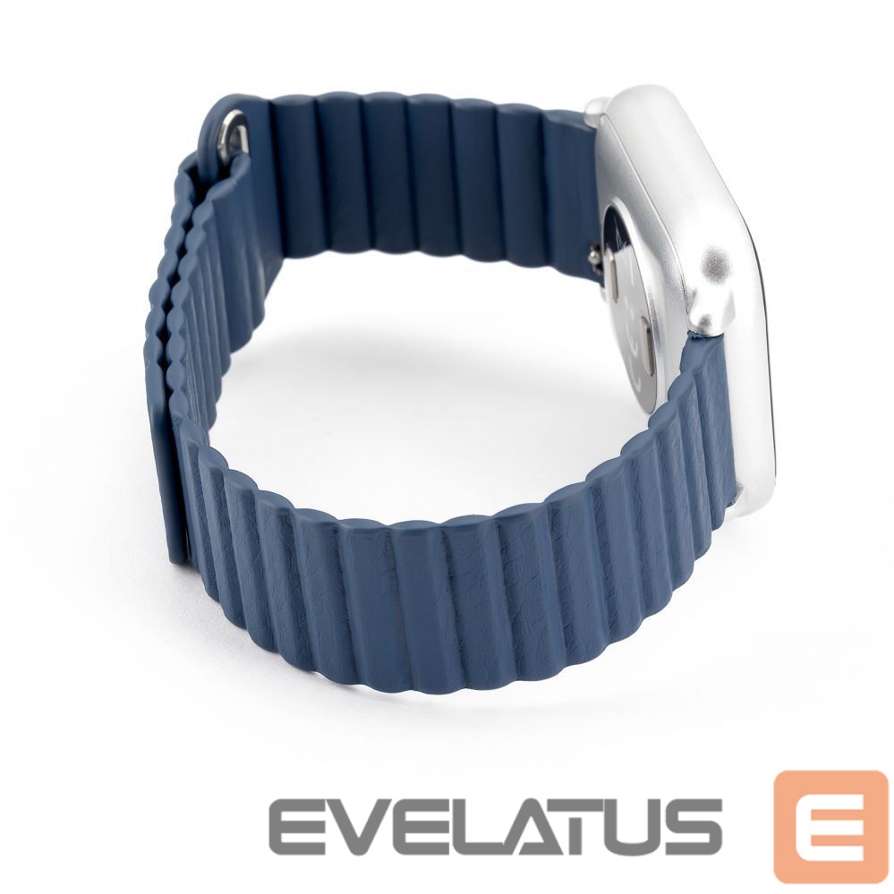 Rihm Connect 22mm Flat head Leather - Silicone Loop Magnetic Watch Strap (130mm M/L) Midnight Blue