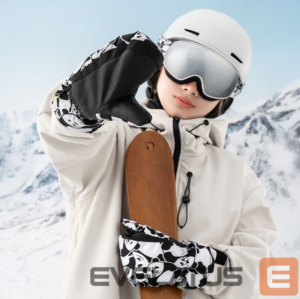 Teised Qunature Qunature Panda Heat Transfer Ski Gloves Kids Size S - Black/White