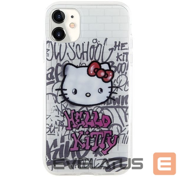 Tagakaaned Hello Kitty Hello Kitty IML Kitty On Bricks Graffiti case for iPhone 11 / Xr - white