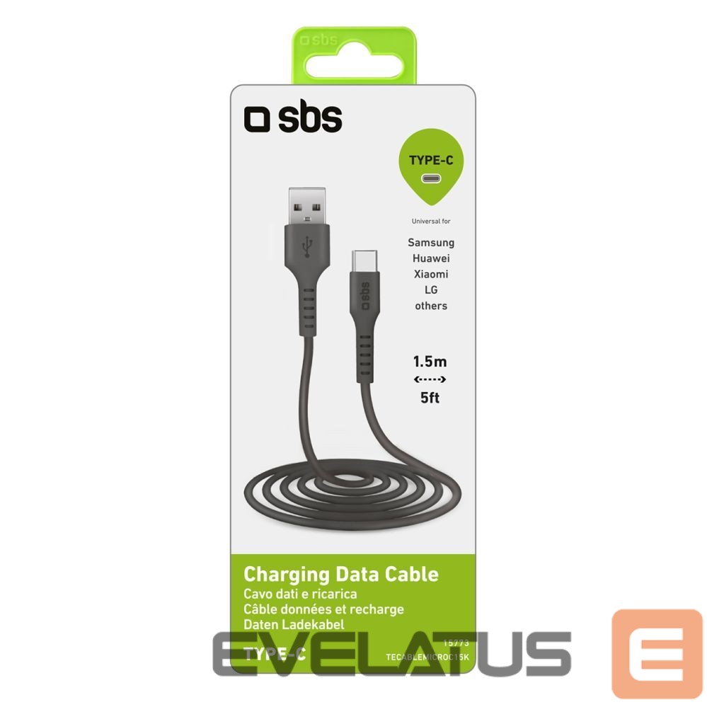 Kaabel SBS SBS TECABLEMICROC15K USB-A - USB-C Cable 1.5m - Black