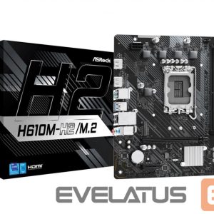 Intel protsessori emaplaat Asrock  Mainboard||Intel H610|LGA1700|Micro-ATX|Memory DDR4|Memory slots 2|1xPCI-Express 3.0 1x|1xPCI-Express 4.0 16x|1xM.2|2xHDMI|4xUSB 2.0|2xUSB 3.2|1xPS/2|1xRJ45|3xAudio port|H610M-H2/M.2 