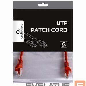 Võrgulülitid Gembird  PATCH CABLE CAT6 UTP 0.25M/RED PP6U-0.25M/R 