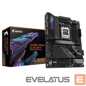 AMD protsessori emaplaat Gigabyte  Mainboard||AMD X870E|SAM5|ATX|Memory DDR5|Memory slots 4|1xPCI-Express 3.0 4x|1xPCI-Express 4.0 4x	|1xPCI-Express 5.0 16x|4xM.2|1xHDMI|4xUSB 2.0|6xUSB 3.2|2xUSB-C|1xOptical S/PDIF|1xRJ45|2xAudio port|X870EAELITEWIFI71.2 