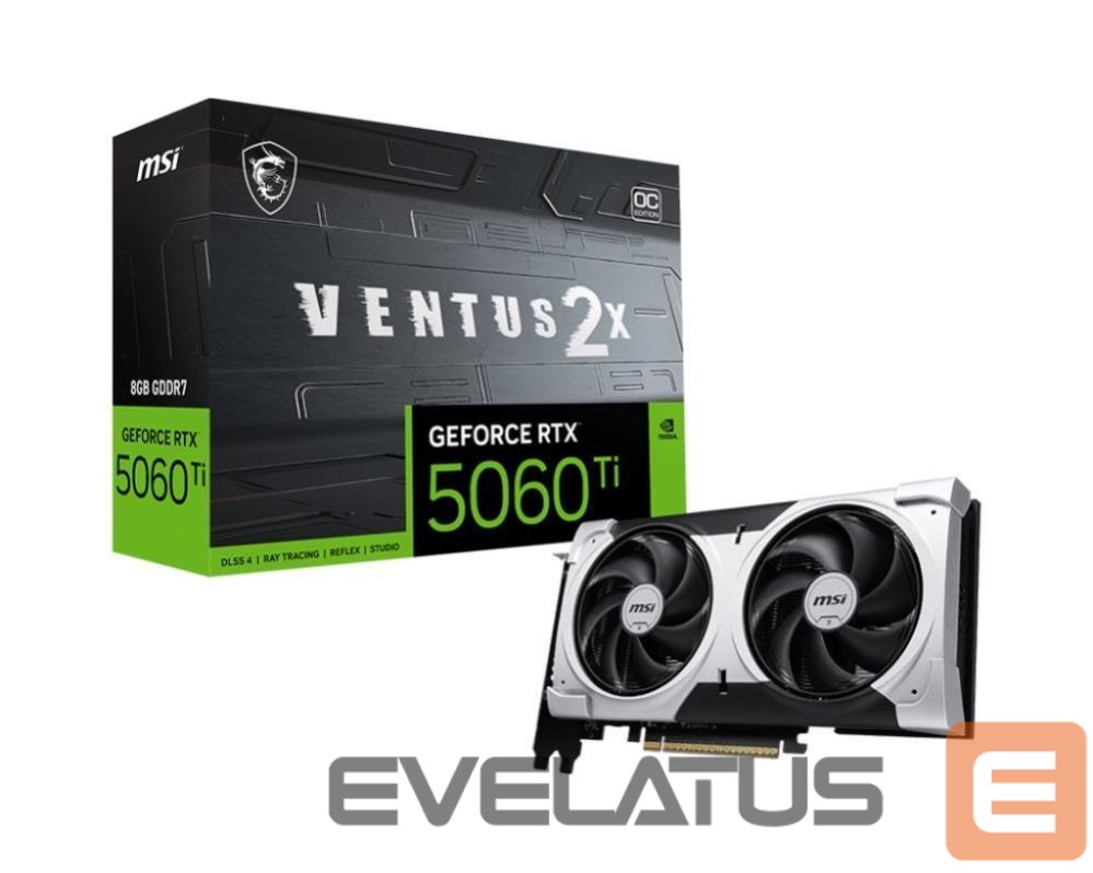 Graafikakaart / ideokaardid MSI Graphics Card||NVIDIA GeForce RTX 5060 Ti|8 GB|GDDR7|128 bit|PCIE 5.0 16x|Dual Slot Fansink|1xHDMI|3xDisplayPort|5060TI8GVENTUS2XOCPL