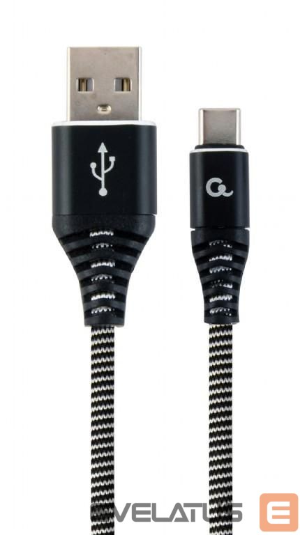 Kaabel Gembird CABLE USB-C 2M BLACK/WHITE/CC-USB2B-AMCM-2M-BW