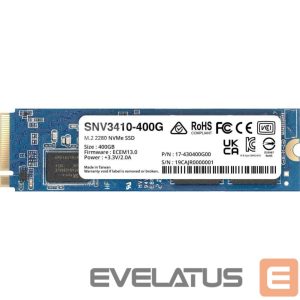 Kõvaketas SSD Synology  SSD||SNV3400|400GB|M.2|PCIE|NVMe|Write speed 750 MBytes/sec|Read speed 3000 MBytes/sec|TBW 491 TB|MTBF 1800000 hours|SNV3410-400G 