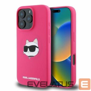 Tagakaaned Karl Lagerfeld  Karl Lagerfeld Silicone Choupette Head Print MagSafe iPhone 16 Pro Max Case - Fuchsia 