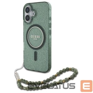 Muu telefoni lisavarustus Guess  Guess IML Glitter With Pearl Strap MagSafe case for iPhone 16 Plus - green 