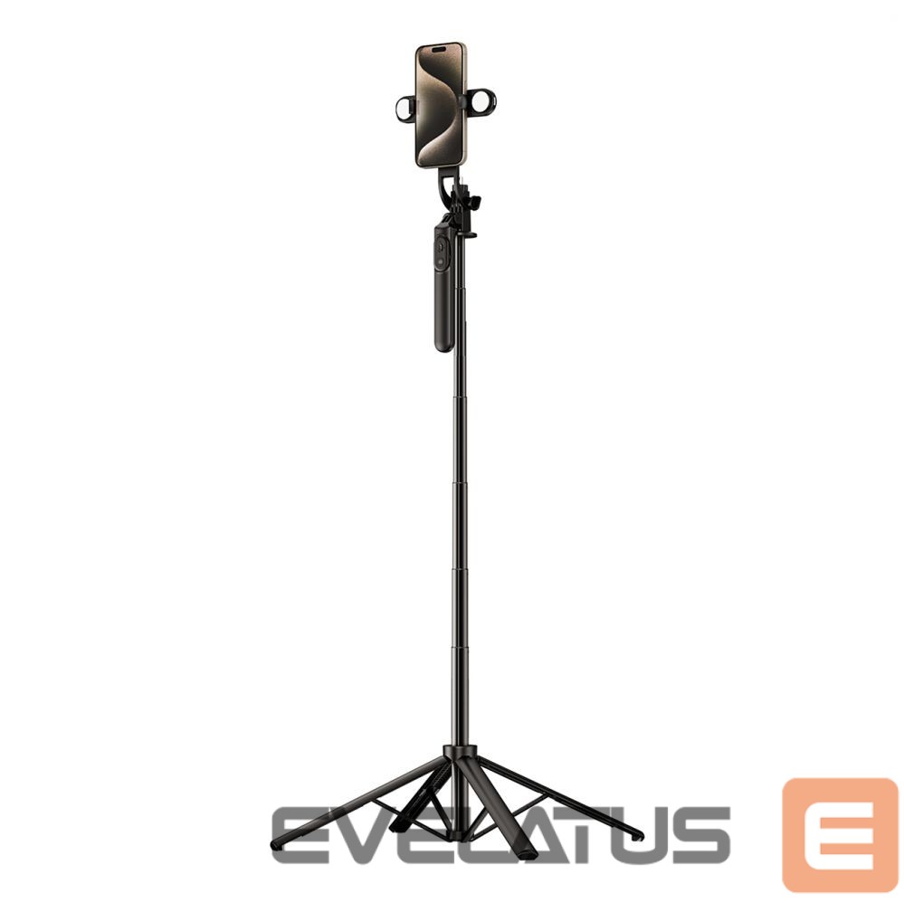 Kaameratarvik Hurtel Selfie stick WH181D-Y1S 1.75m aluminum alloy telescopic tripod with dual lamp and phone holder - black
