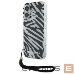 Muu telefoni lisavarustus Karl Lagerfeld  Karl Lagerfeld IML Zebra Pattern & Cord iPhone 16 Case - Black 