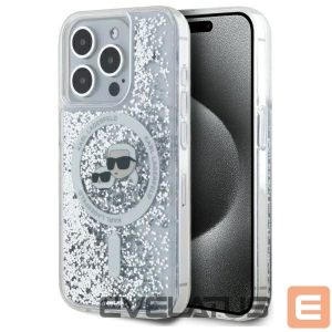 Muu telefoni lisavarustus Karl Lagerfeld  Karl Lagerfeld Liquid Glitter Karl & Choupette Head Magsafe iPhone 15 Pro Case - Clear 