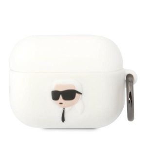 Juhtmevabad kõrvaklapid Karl Lagerfeld  Karl Lagerfeld KLAPRUNIKH AirPods Pro cover white/white Silicone Karl Head 3D 