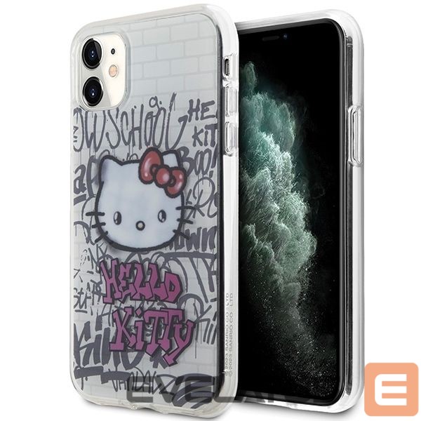 Tagakaaned Hello Kitty Hello Kitty IML Kitty On Bricks Graffiti case for iPhone 11 / Xr - white