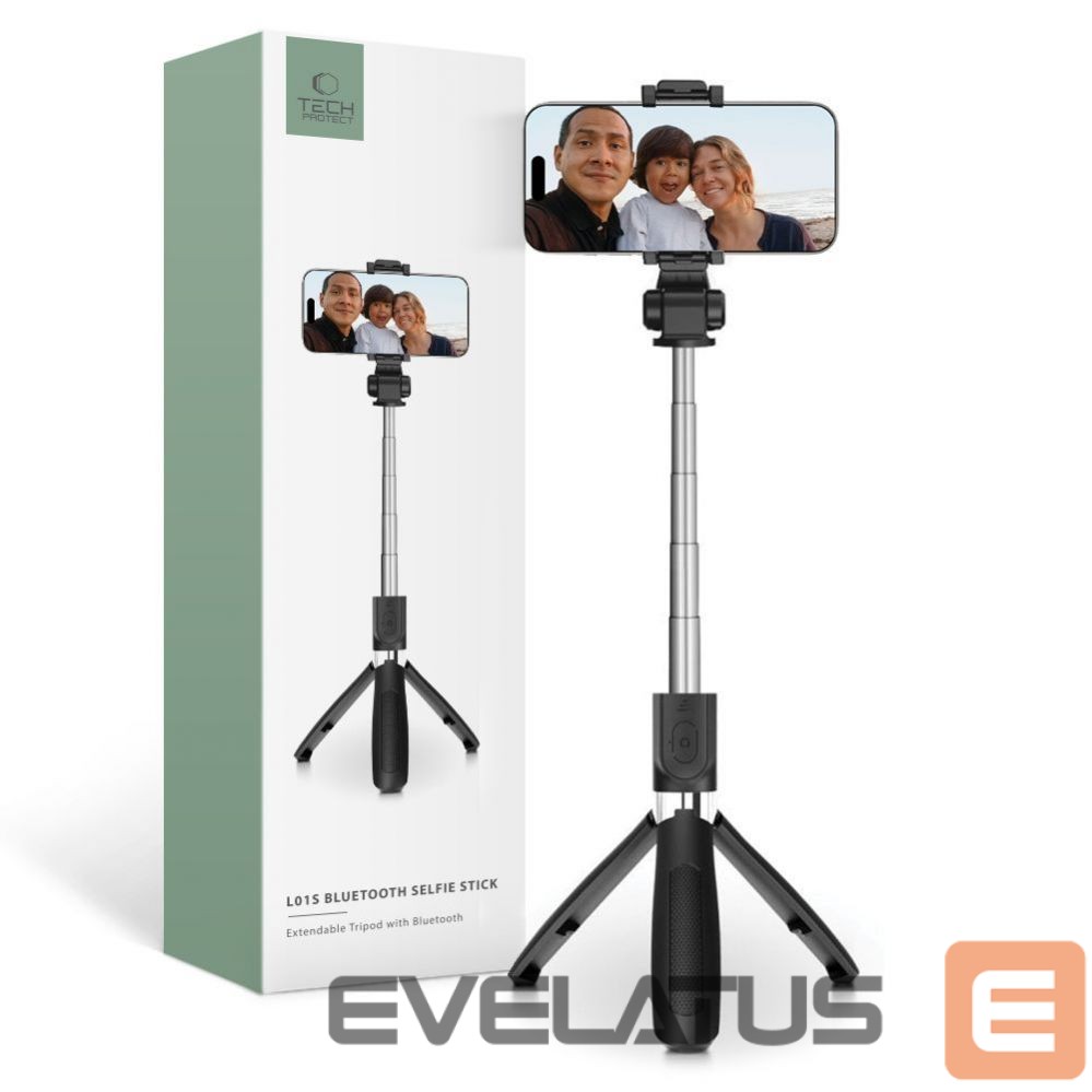 Kaameratarvik Tech-Protect Tech-Protect L01S Bluetooth Selfie Stick with Tripod up to 70cm - Black