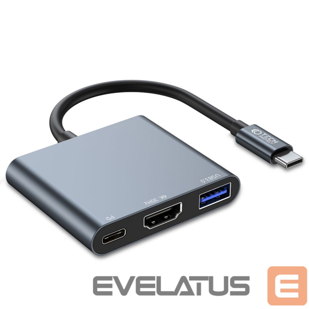 Muu arvutitarvik Tech-Protect HUB Tech-Protect V1 3in1 USB-C - USB-A 3.0 / USB-C PD 100W / HDMI 4K 30Hz - gray
