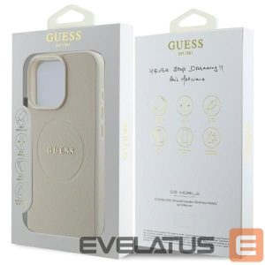 Tagakaaned Guess  Guess Grained Gold Ring MagSafe Case for iPhone 16 Pro Max - Beige 