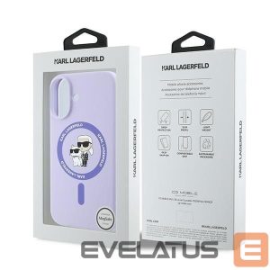 Tagakaaned Karl Lagerfeld  Karl Lagerfeld Silicone Karl&Choupette Heads Ring MagSafe Case for iPhone 16 Plus - Purple 