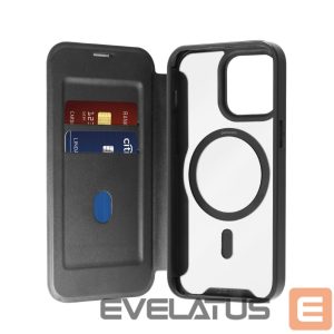 Tagakaaned Puro  Puro Book Mag MagSafe Leather Case with Flap and Card Slot for iPhone 16 Pro - Black 