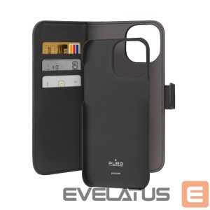 Tagakaaned Puro  Puro Wallet Detachable MagSafe 2in1 PU Leather Case with Flap and Wallet for iPhone 15 Pro Max - Black 