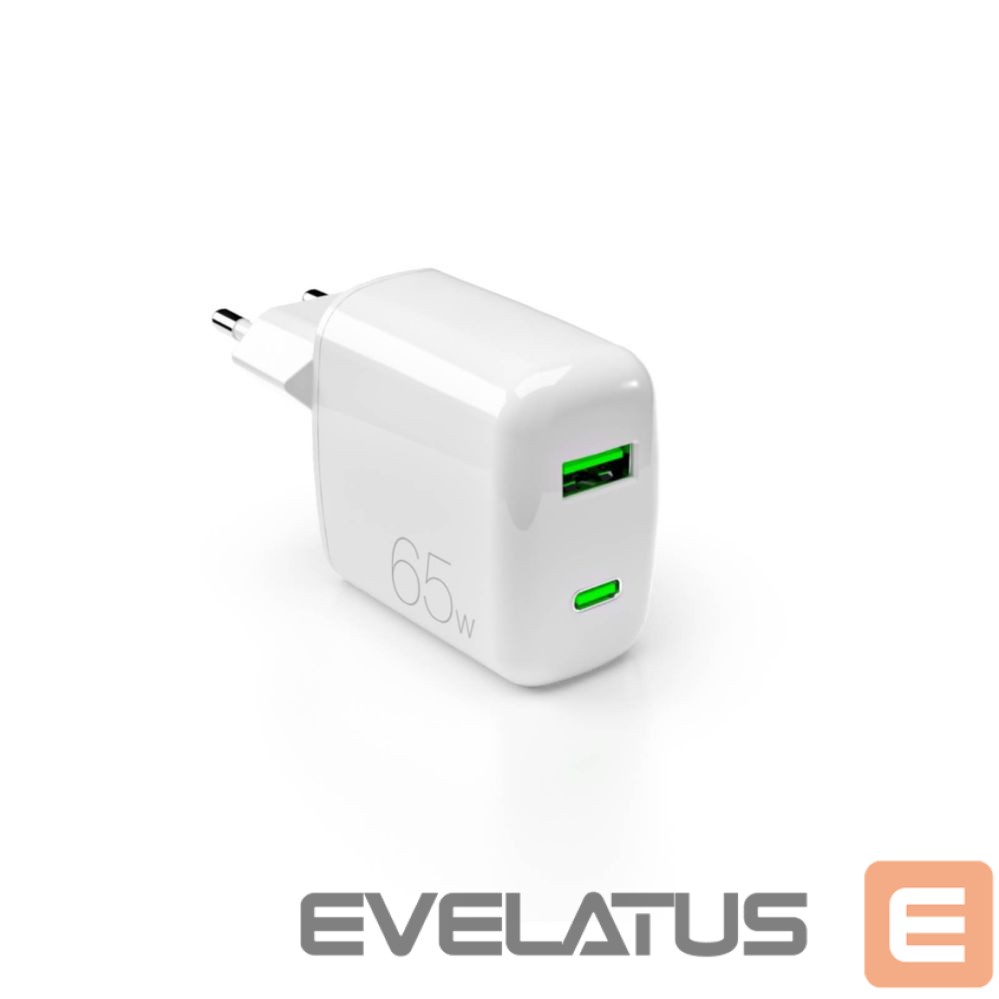 Adaptrid Puro Elektrik Puro 65W GaN USB-A USB-C Wall Charger - White