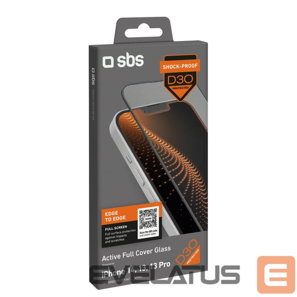 Kaitseklaasid SBS SBS Tempered Glass D30 with frame for iPhone 13 / 13 Pro / 14
