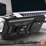Tagakaaned Hurtel  Hybrid Armor Camshield with Stand and Camera Cover for Samsung Galaxy A56 - Black 